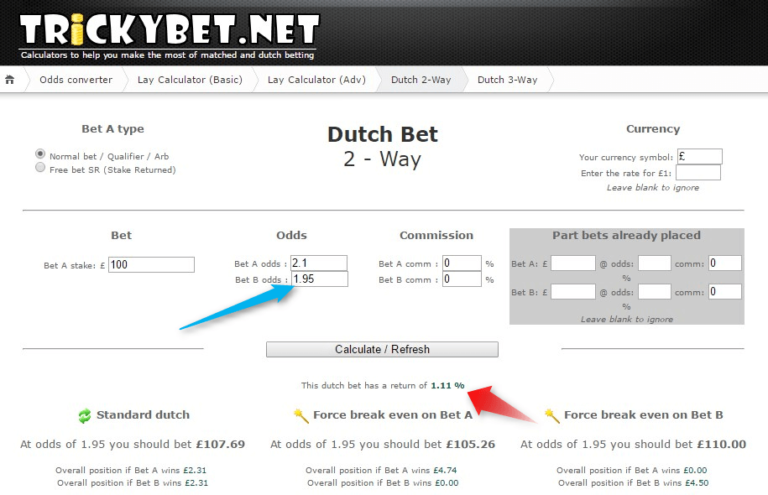 Dutching 2way Tricky Bet Calculator