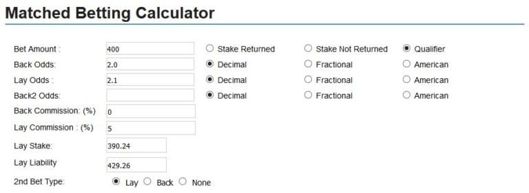 Matched Betting Calculator