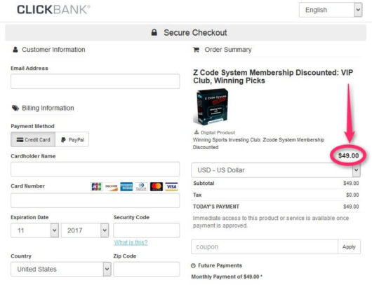 ZCode Review, 75% Off Price Payment Page