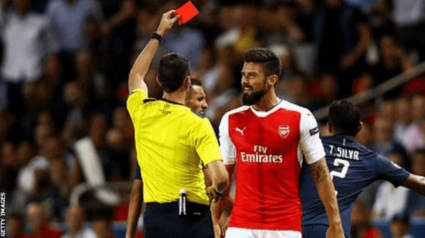 Arsenal Giroud Red Card