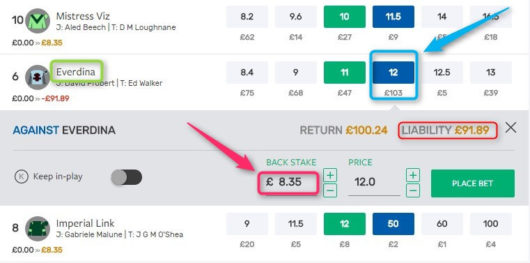 Sky Bet SMarkets Lay Placement