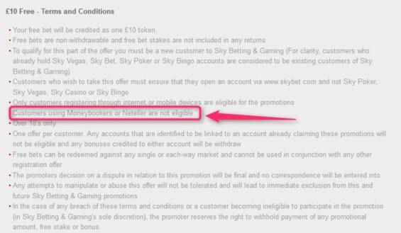 Sky Bet Sign Up Offer T&C