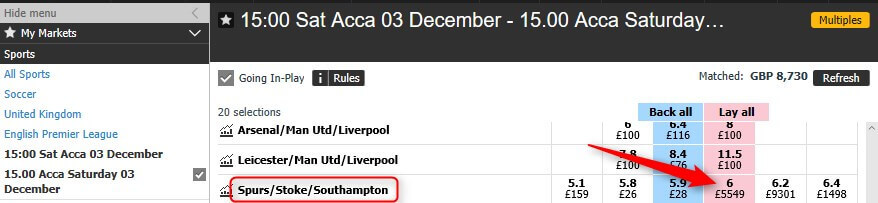 Betfair (suggest use of Betfair Alternatives) ACCA Lay Odds