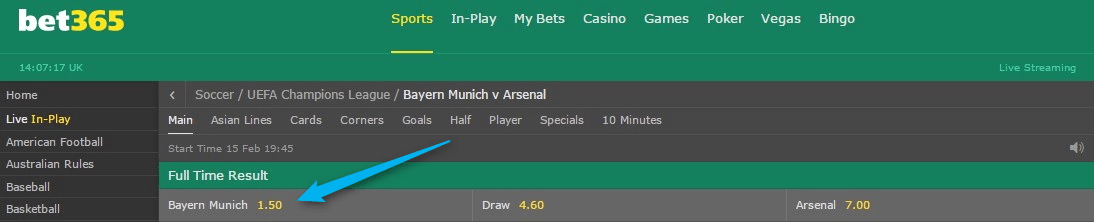 Bet365 Inplay Football