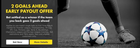 bet365 2 goals ahead early payout football