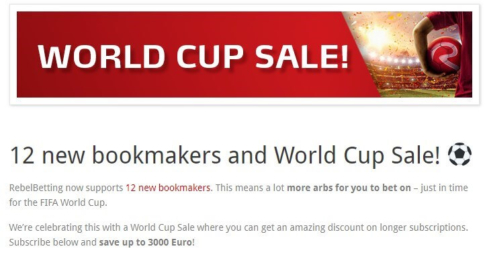rebelbetting wc sale June 2018