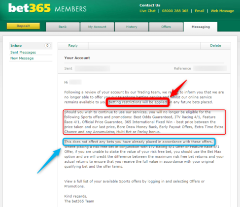 Bet365 restricted account