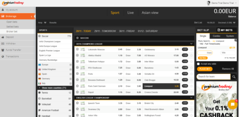 bet broker premium tradings premium account screenshot
