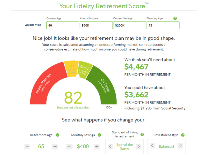 Fidelity Retirement Score Calculator