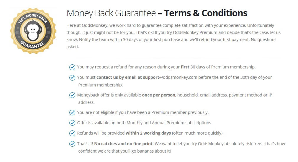 oddemonkey moneyback guarantee t&c