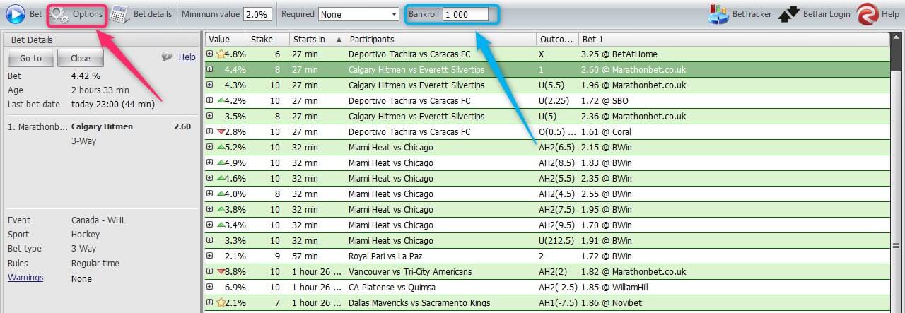 rebelbetting value bet bankroll setting