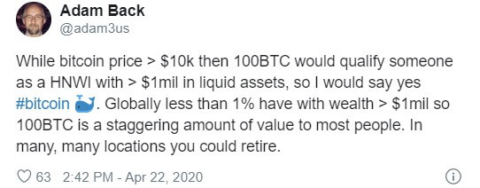 100btc for retirement comment by adam back