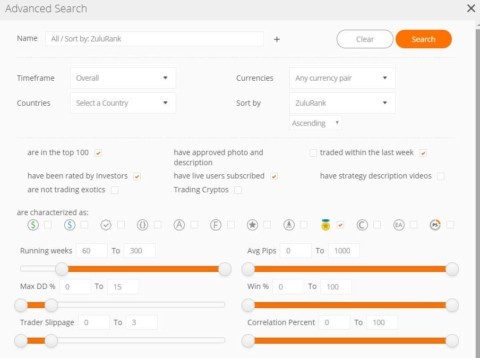 ZuluTrade best trader advanced search criteria