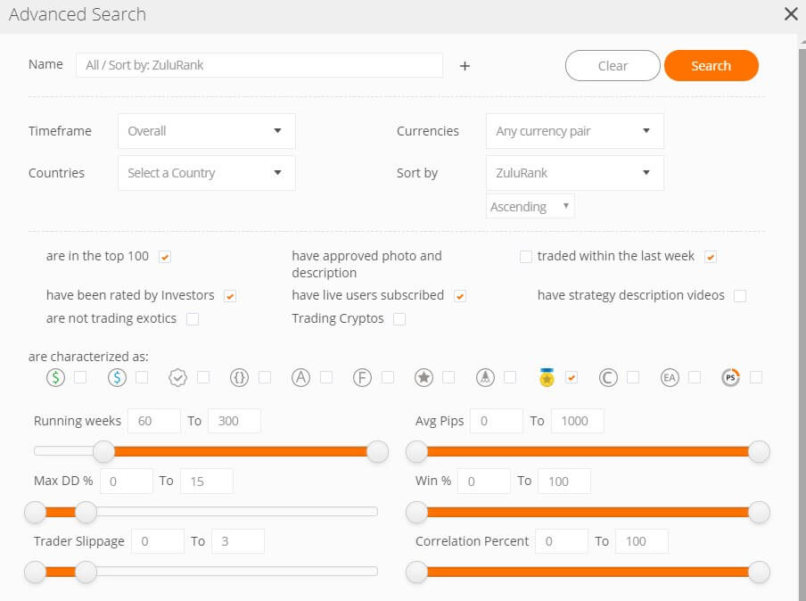 ZuluTrade best trader advanced search criteria