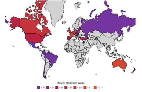 minimum wage world map
