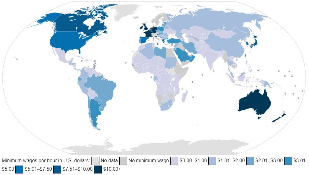 minimum wage world mapping