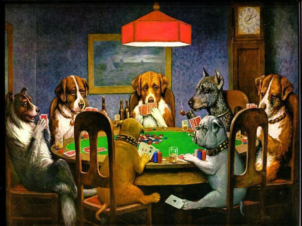 poker dogs cheating image