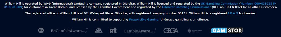 william hill casino no ecogra seal