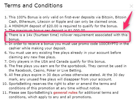 Rollover Requirement Betonline