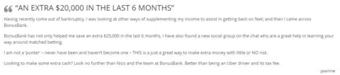 Bonusbank testimonial