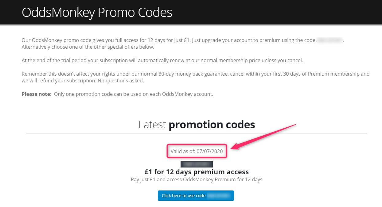 oddsmonkey £1 trial promotion codes