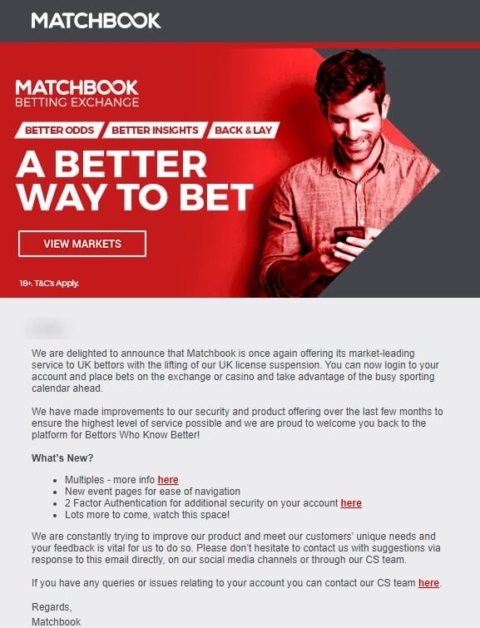 matchbook is back 13 aug 2020