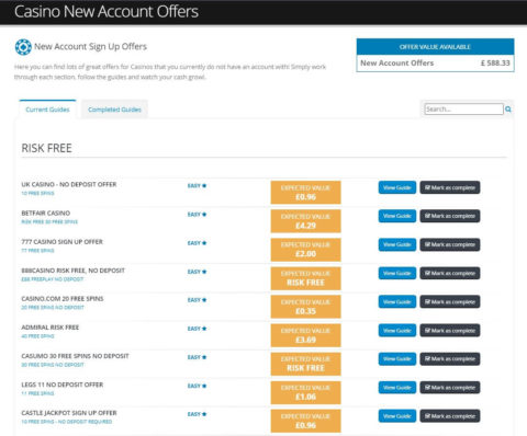 oddsmonkey casino new account offer list