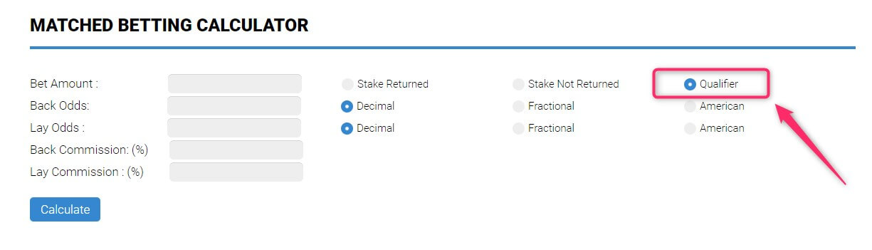 matched betting calculator mode setting