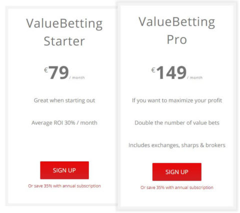 Rebelbetting starter and pro price comparison