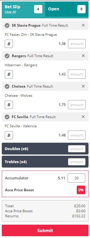 Novibet Acca betslip