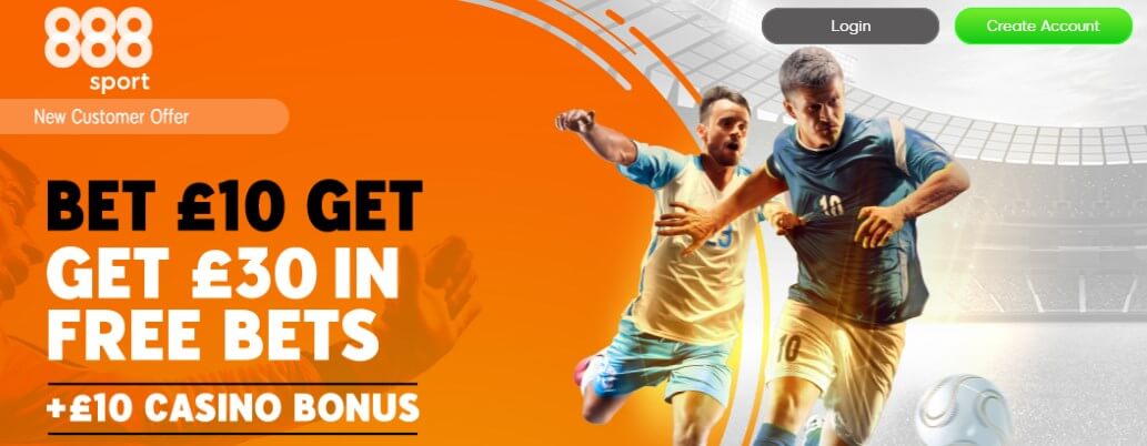 888 sports welcome offer bet £10 get £30 free bet