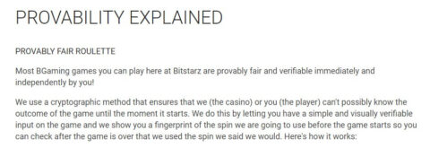 bitstarz provably fair process