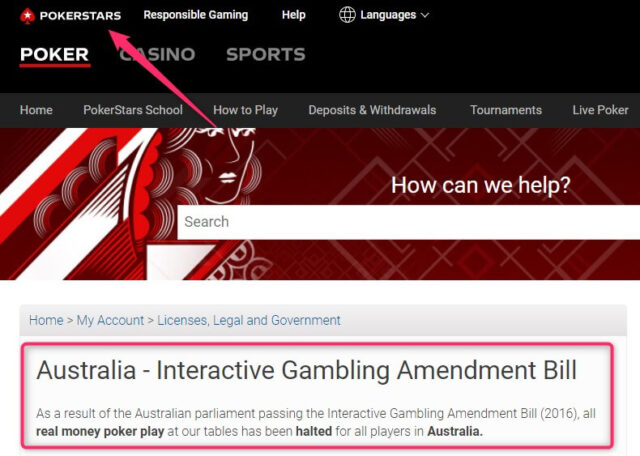 pokerstars australia no longer accept