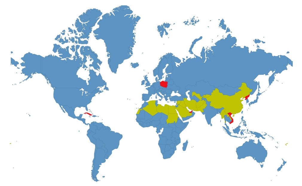 online gambling legality world map