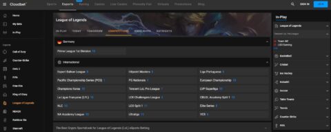 cloudbet esports interface