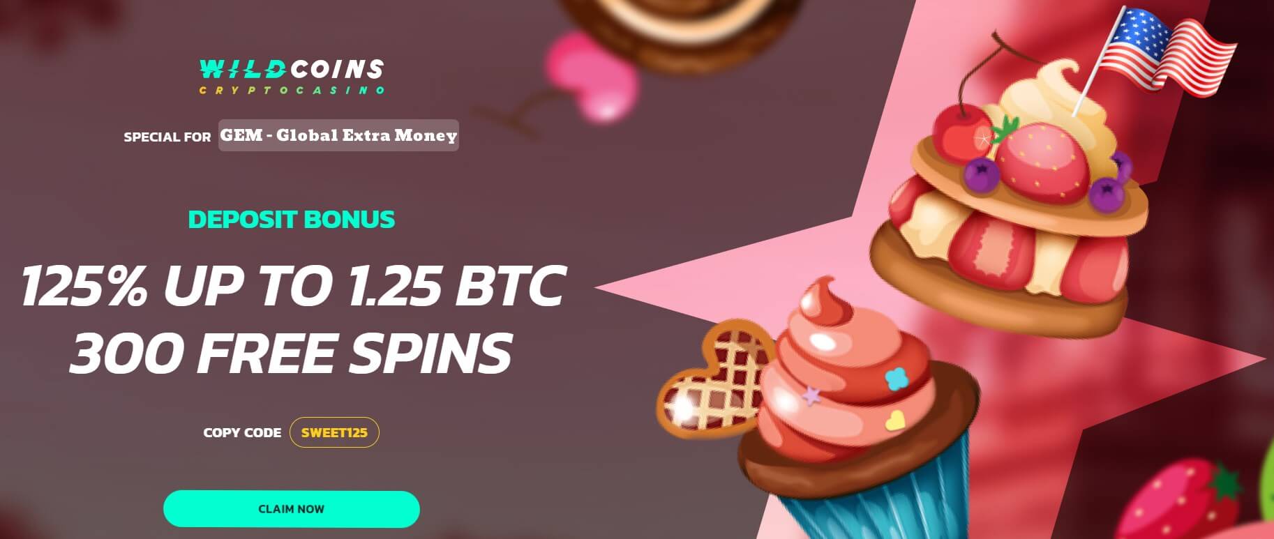 wildcoins gem exclusive deposit bonus sweet125