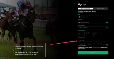 smarkets 2022 welcome bonus promotion code enter