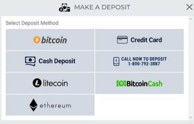 BetUS deposit options